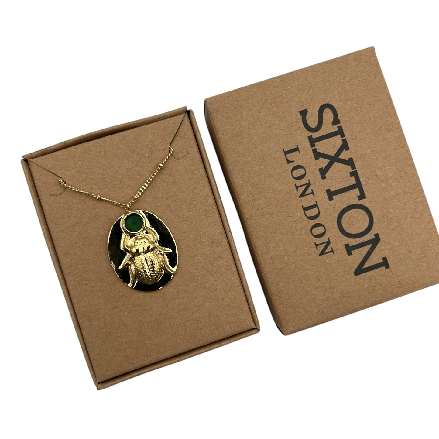 Boho Emerald Beetle Necklace