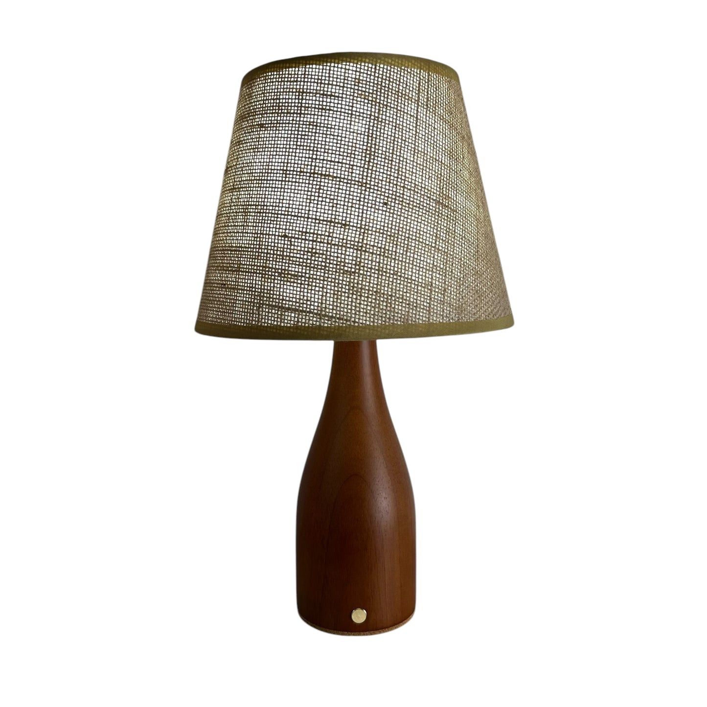 Bottle Teak style rechargeable touch lamp with shade