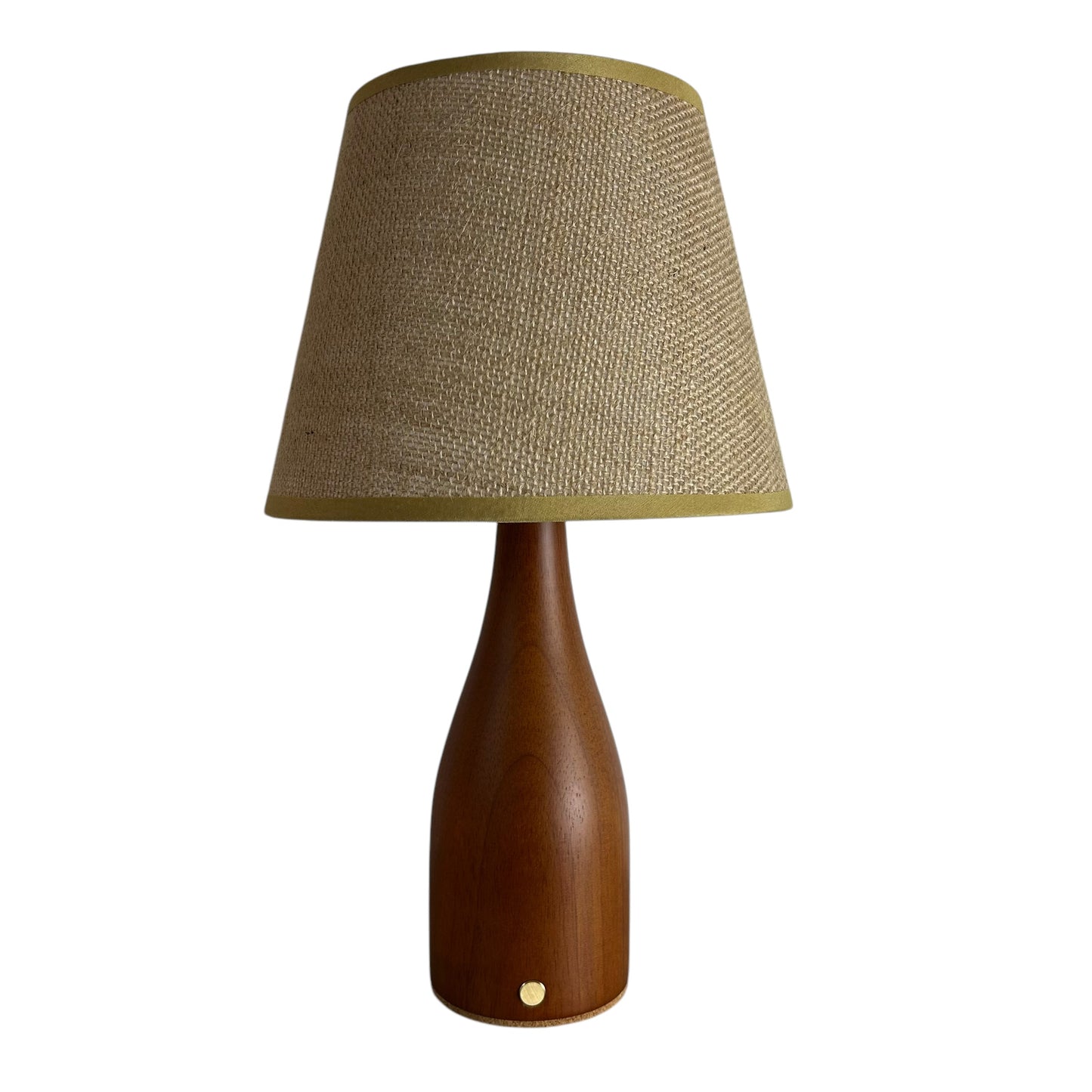 Bottle Teak style rechargeable touch lamp with shade