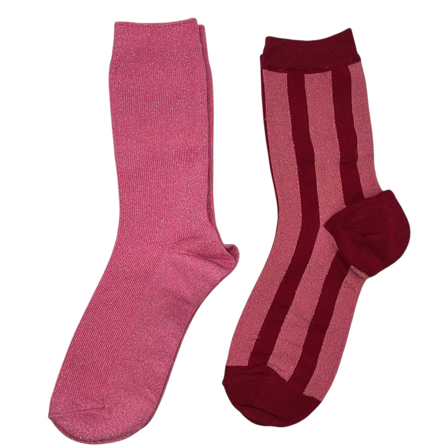 Dark Pink Vegas & Red Berlin sock box duo with embroidered brooch