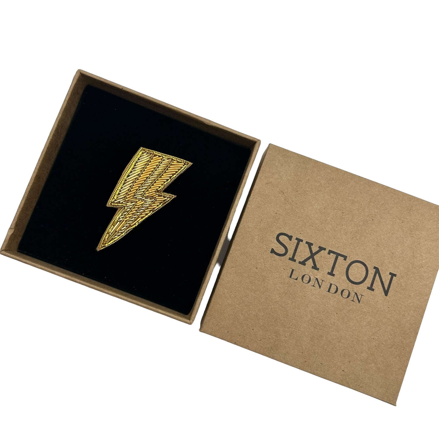 Golden Lightning Bolt brooch / pin