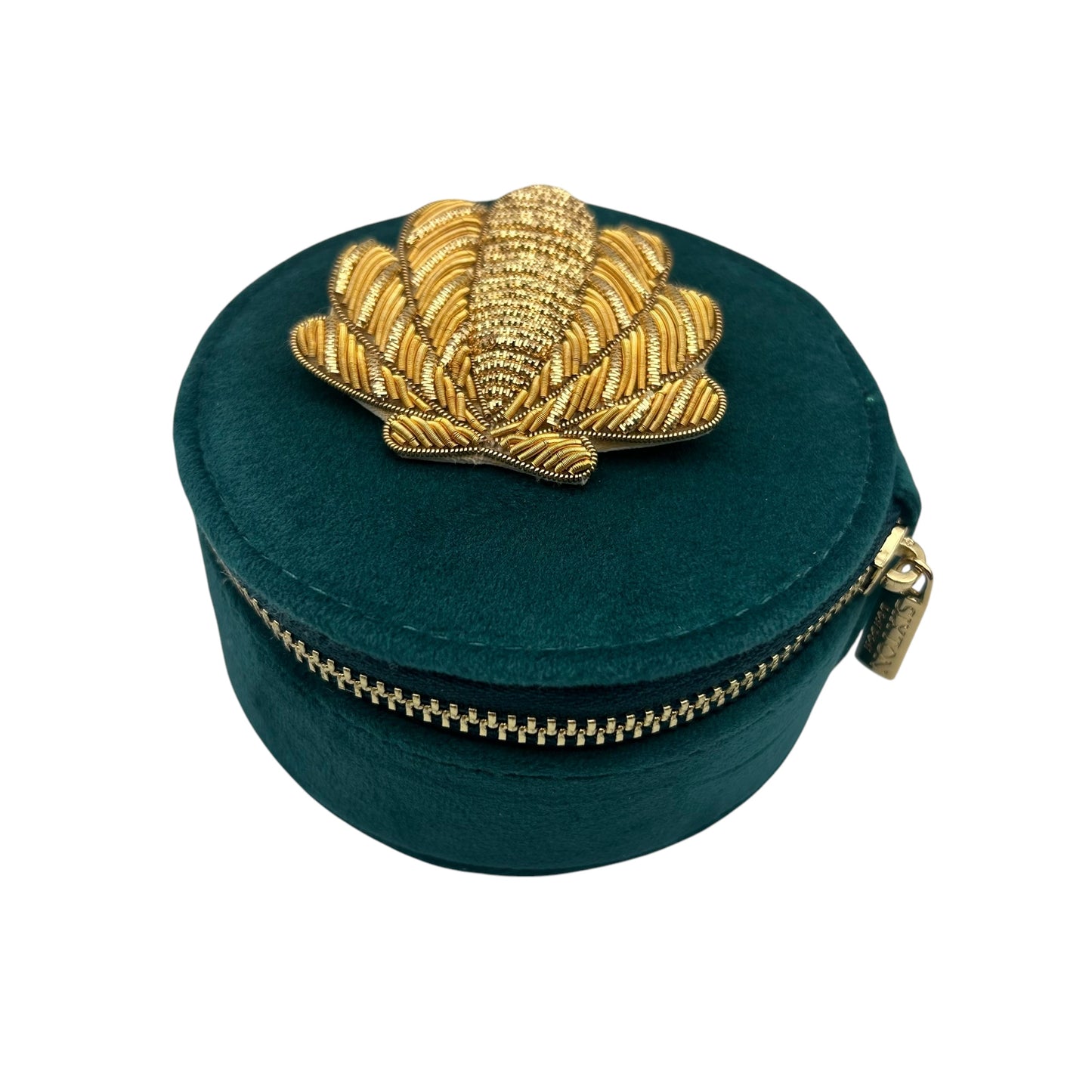 Jewellery Travel Pot in teal - Shell brooch