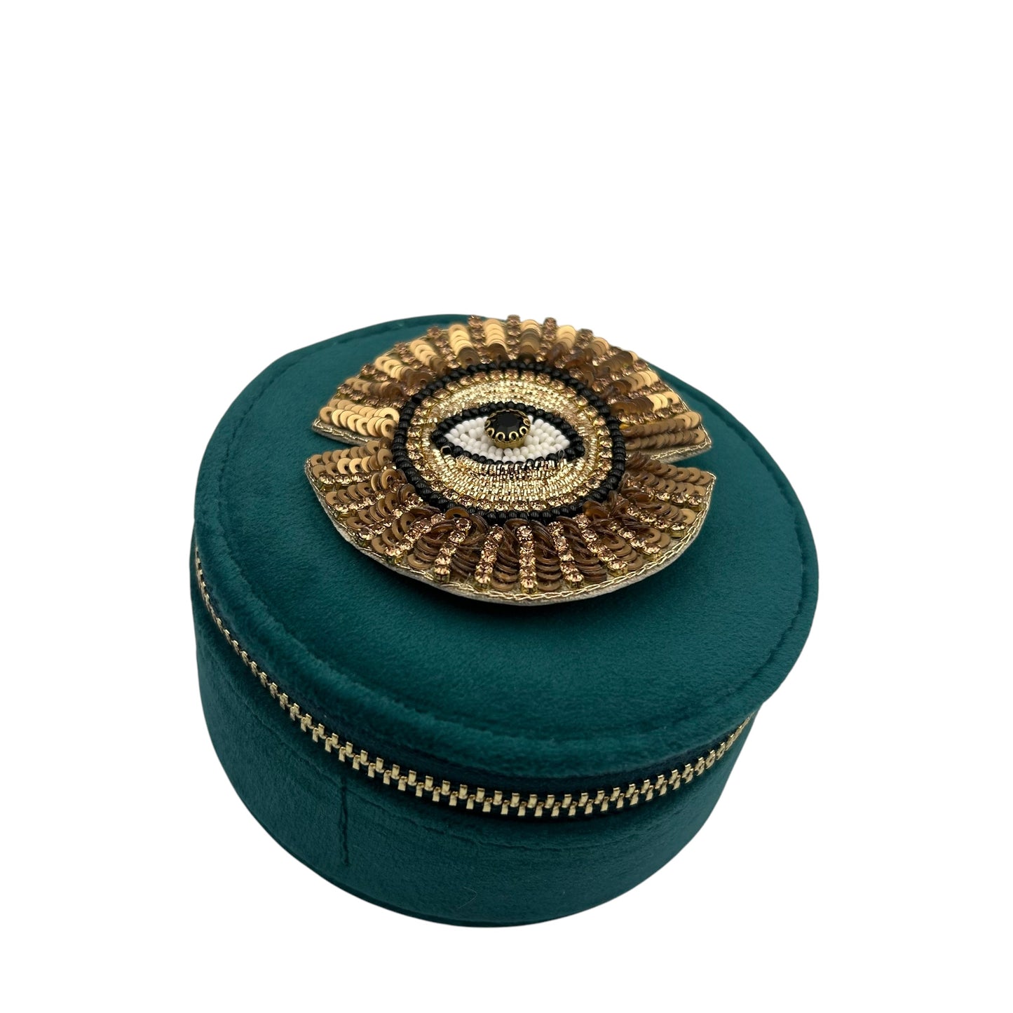 Jewellery Travel Pot in teal - Sunray Eye brooch