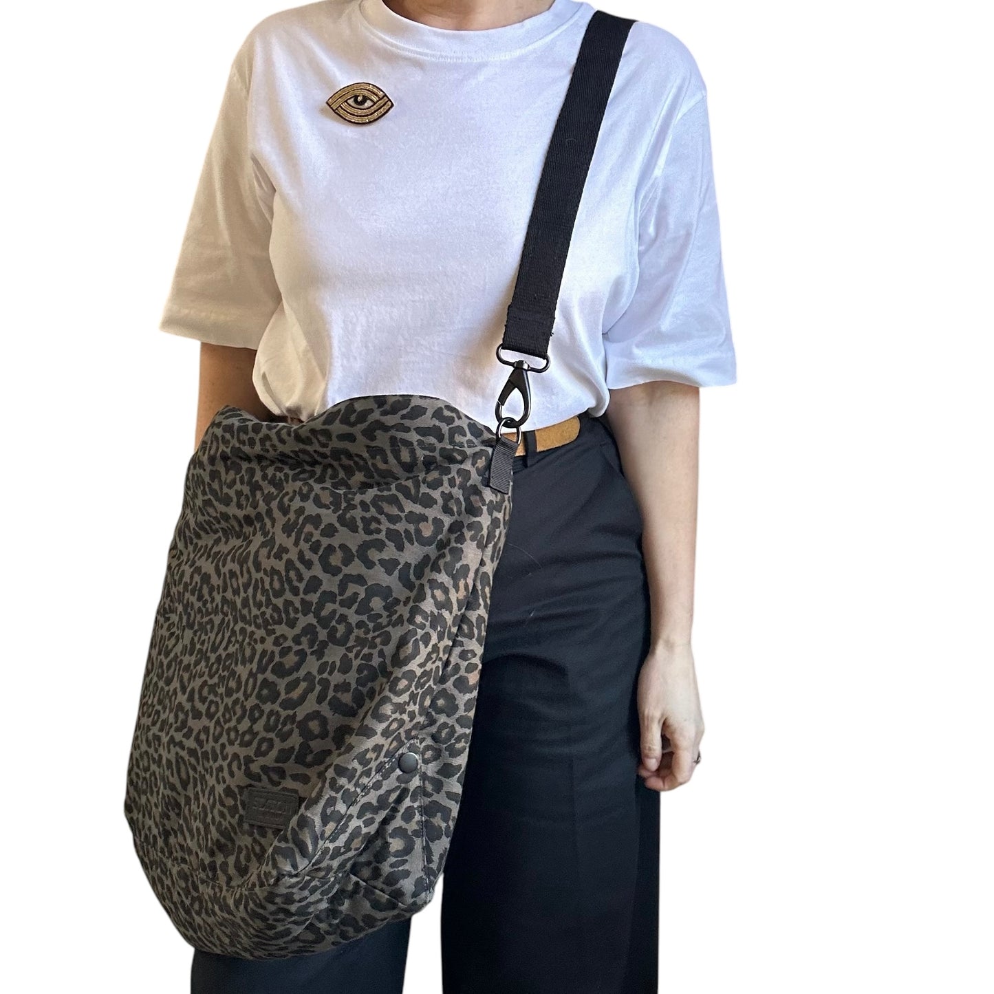 Weekend tote bag - grey Leopard print