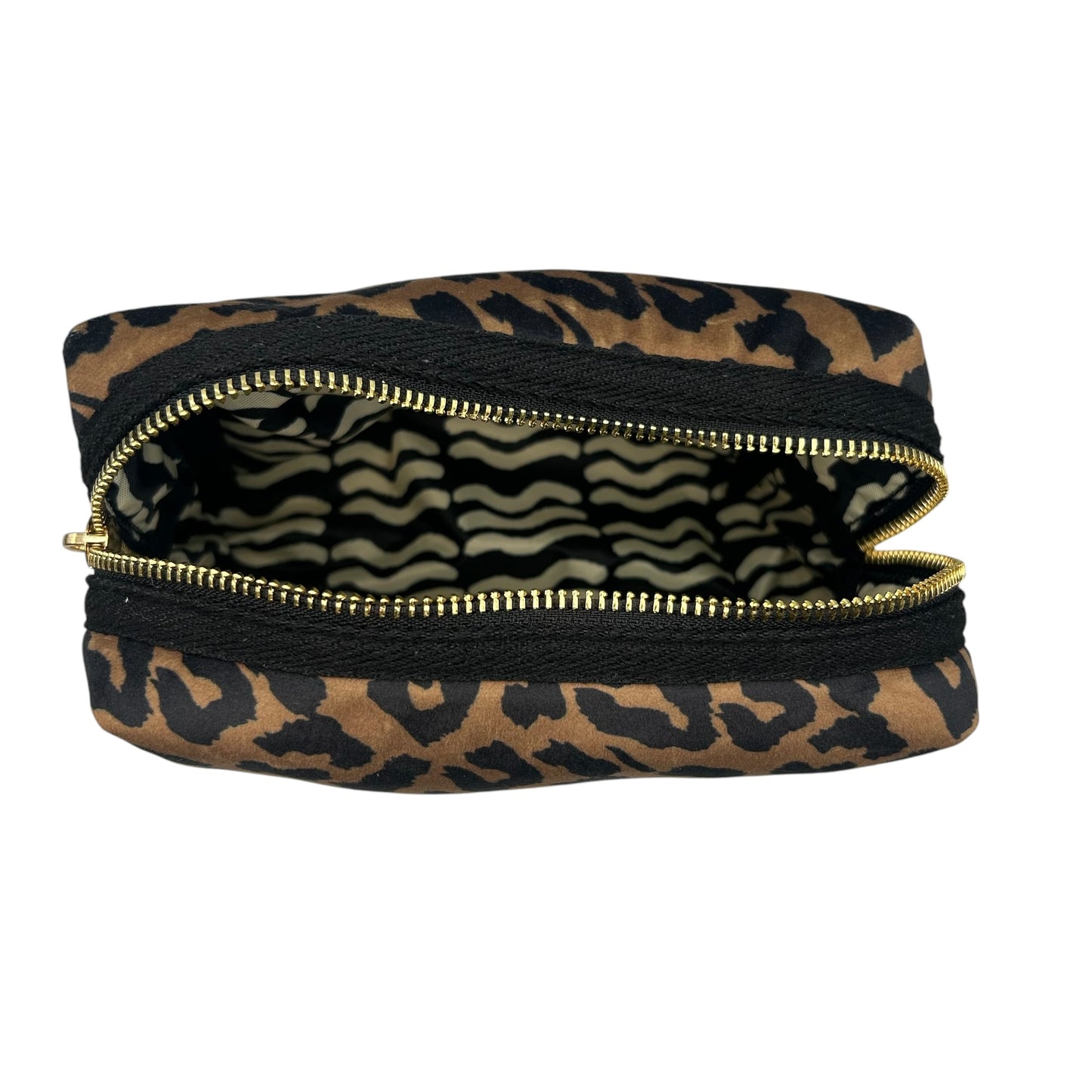 Leopard print makeup bag with Lobster brooch