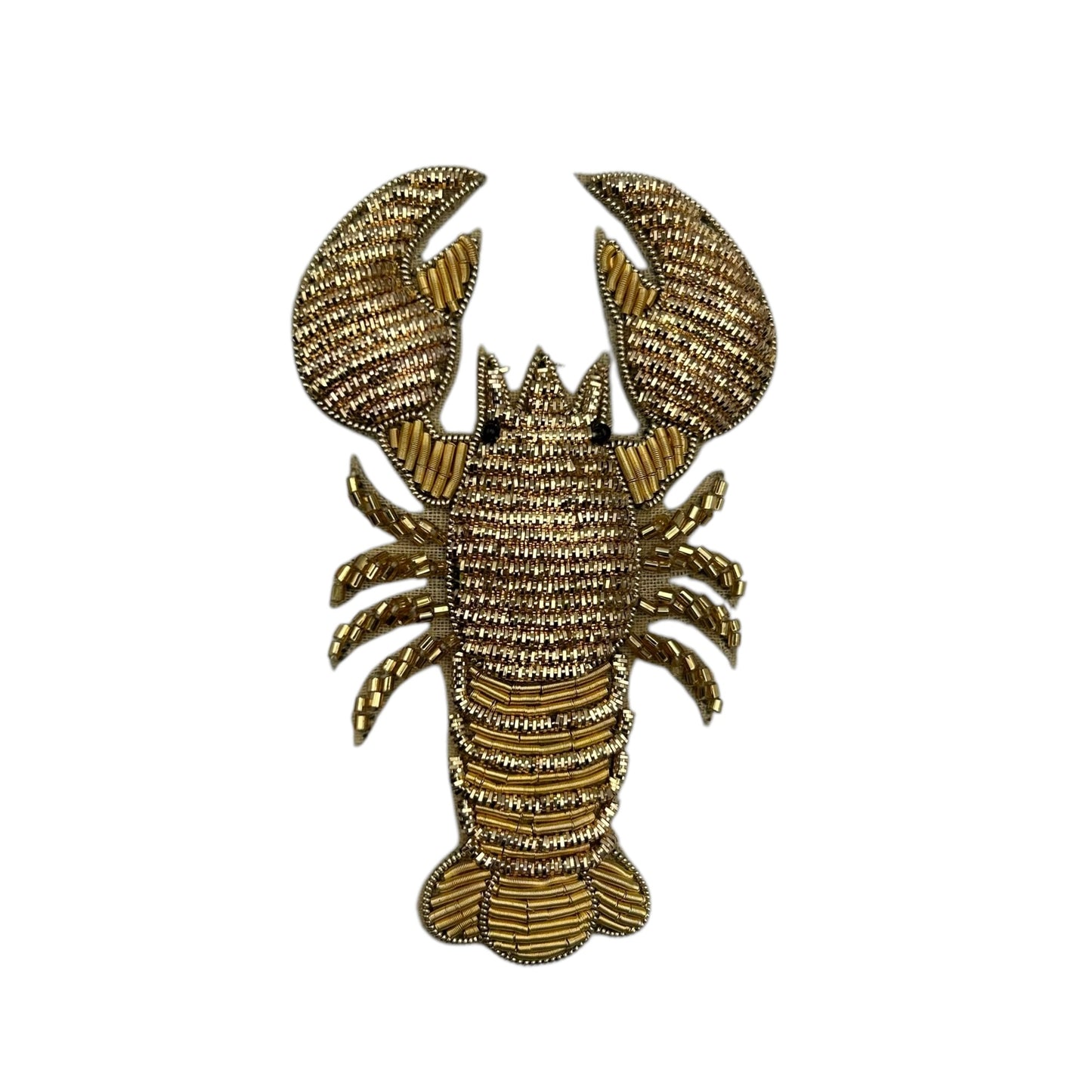 Jewellery Travel Pot in pink stripe - Lobster brooch