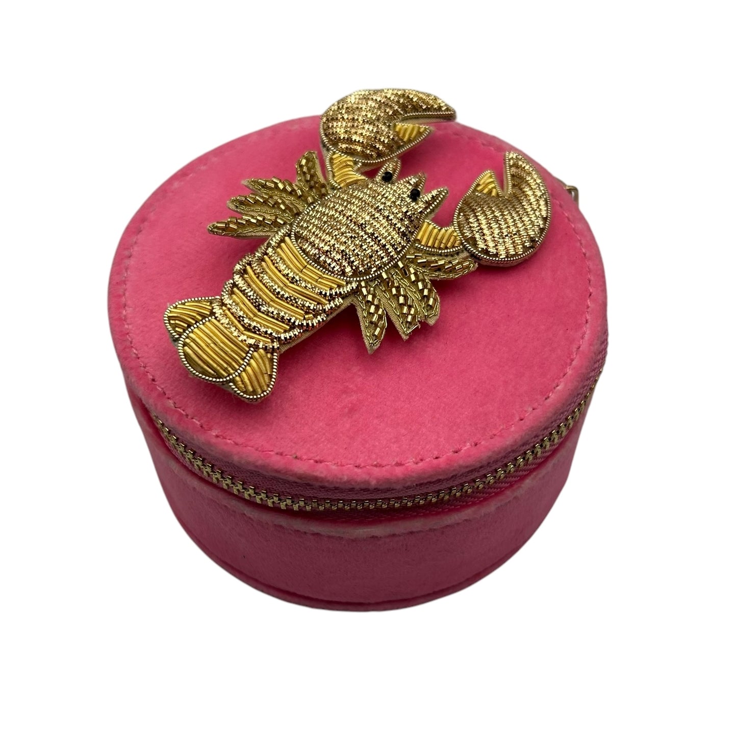Jewellery Travel Pot in pale pink - Lobster brooch