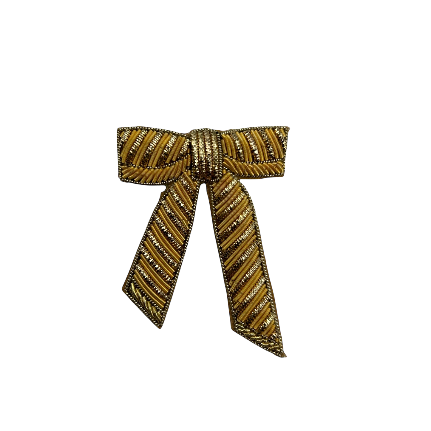 Yellow stripe makeup bag with Bow Brooch