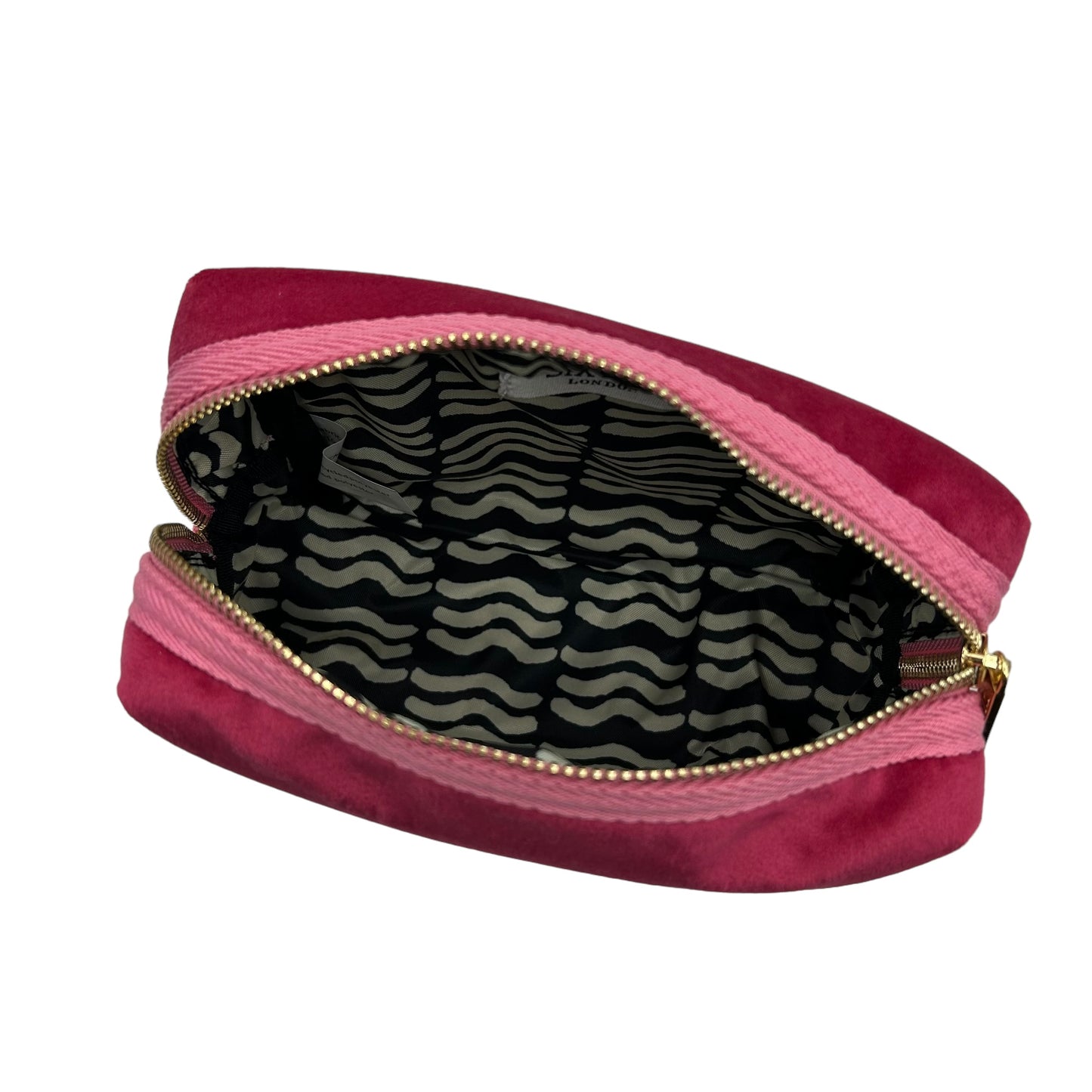 Bright pink makeup bag with detachable Lobster brooch