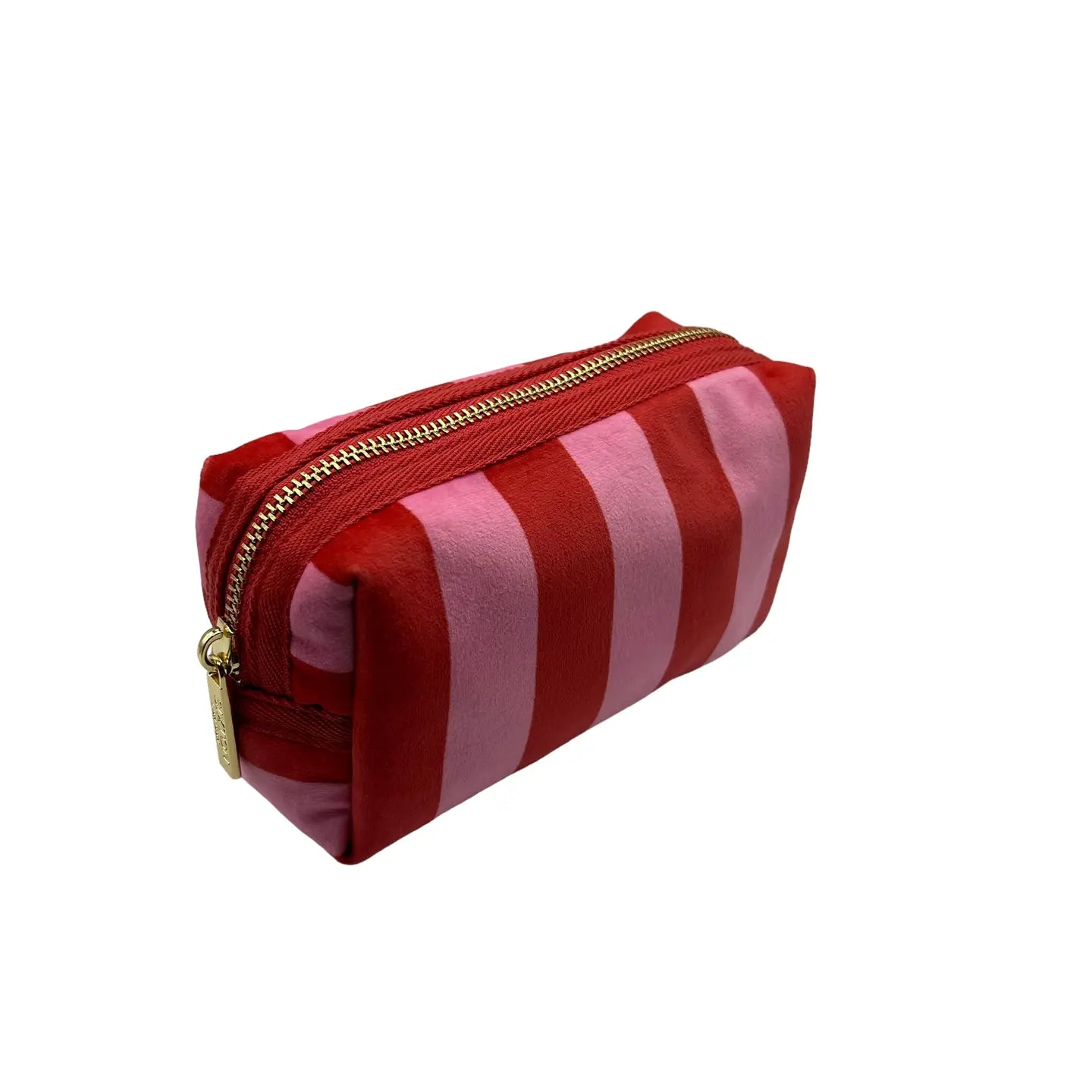 Pink stripe makeup bag