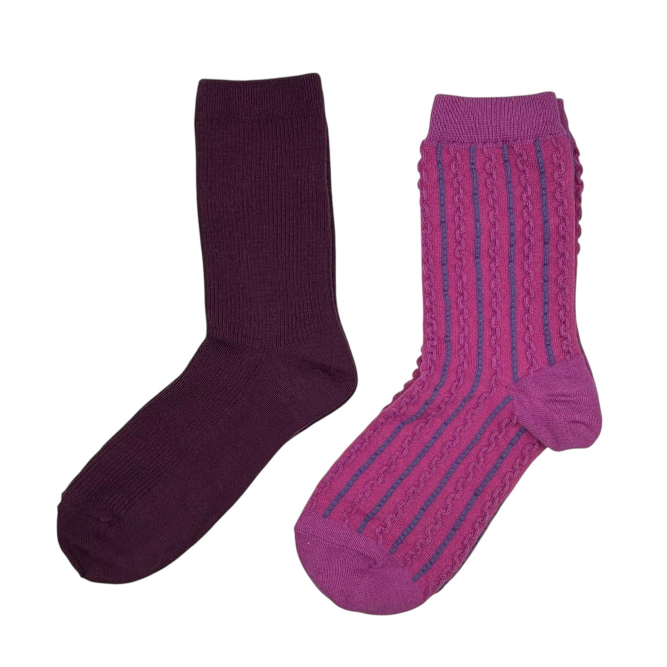 Purple Barcelona & Lyon sock box duo with embroidered brooch