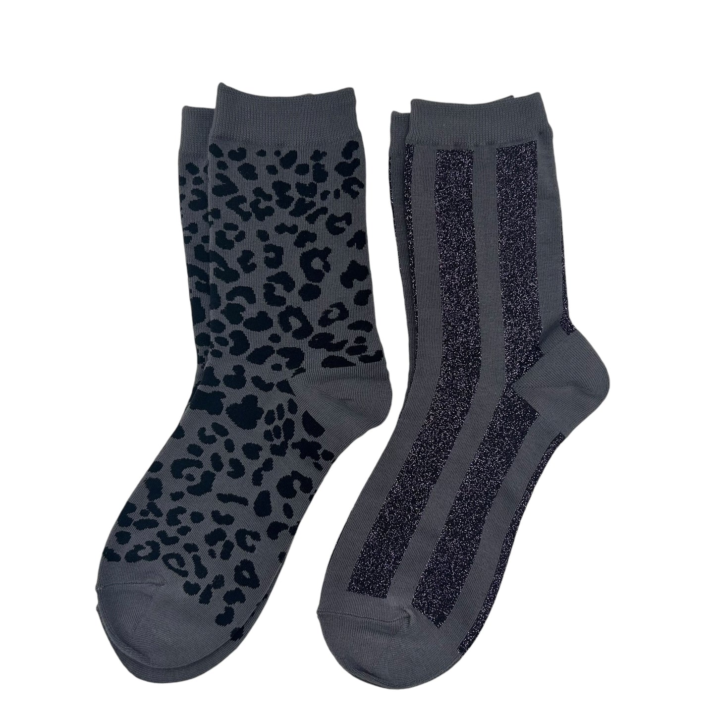 Charcoal Leopard & Purple Berlin sock box duo with pin