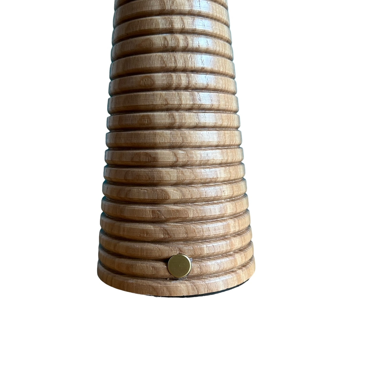 Ribbed Beech style rechargeable touch lamp with shade