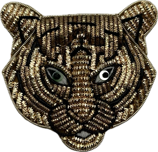 Jewellery Travel Pot in leopard print - Tiger Head pin