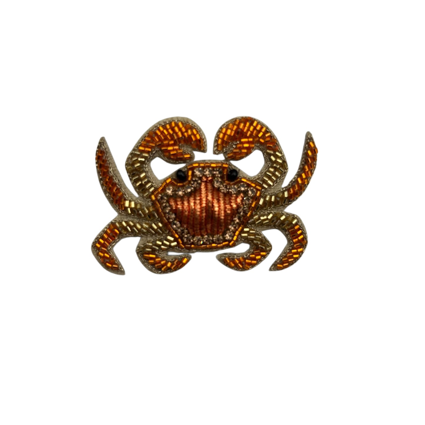 Jewellery Travel Pot in pink stripe - crab brooch