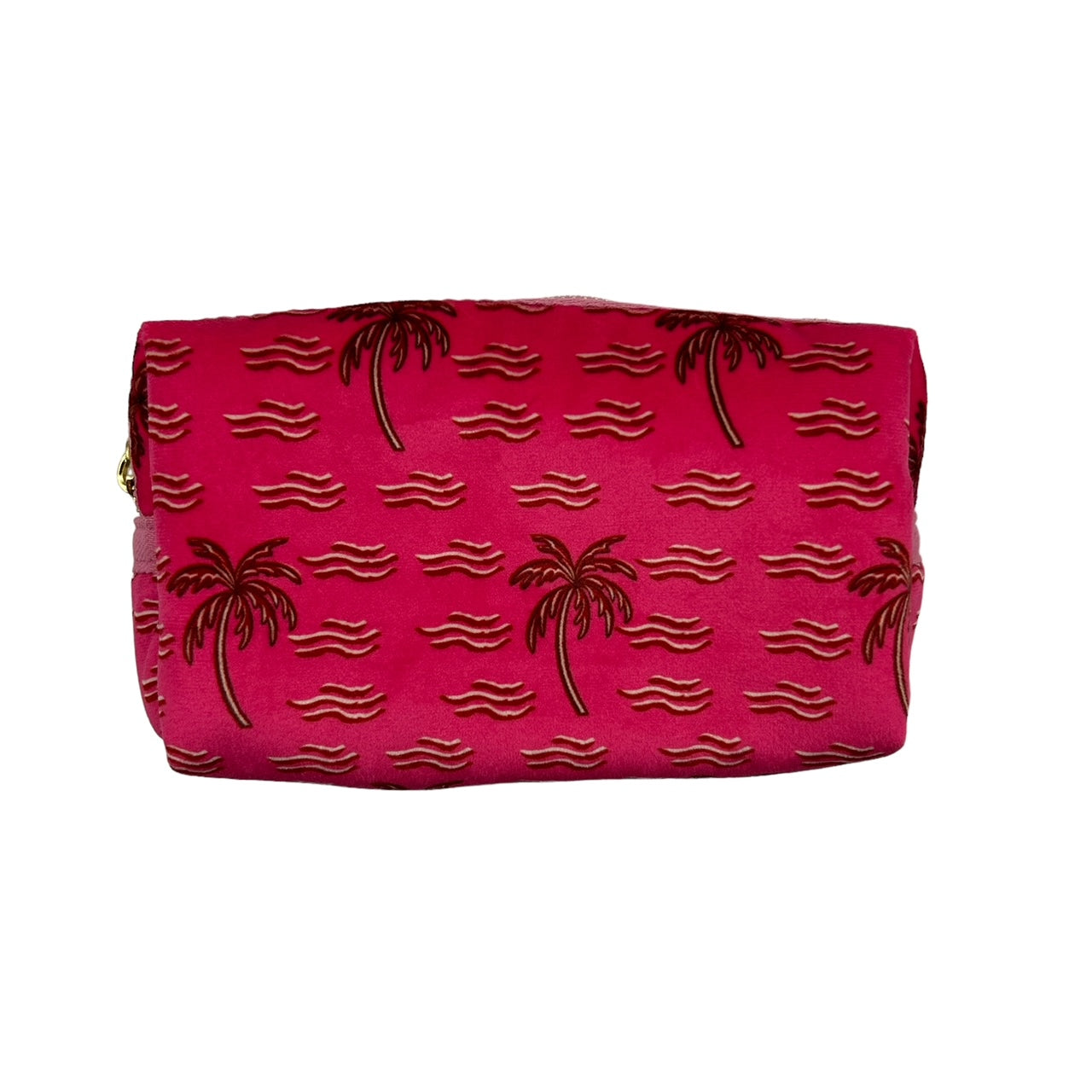 Pink palm tree makeup bag - recycled velvet