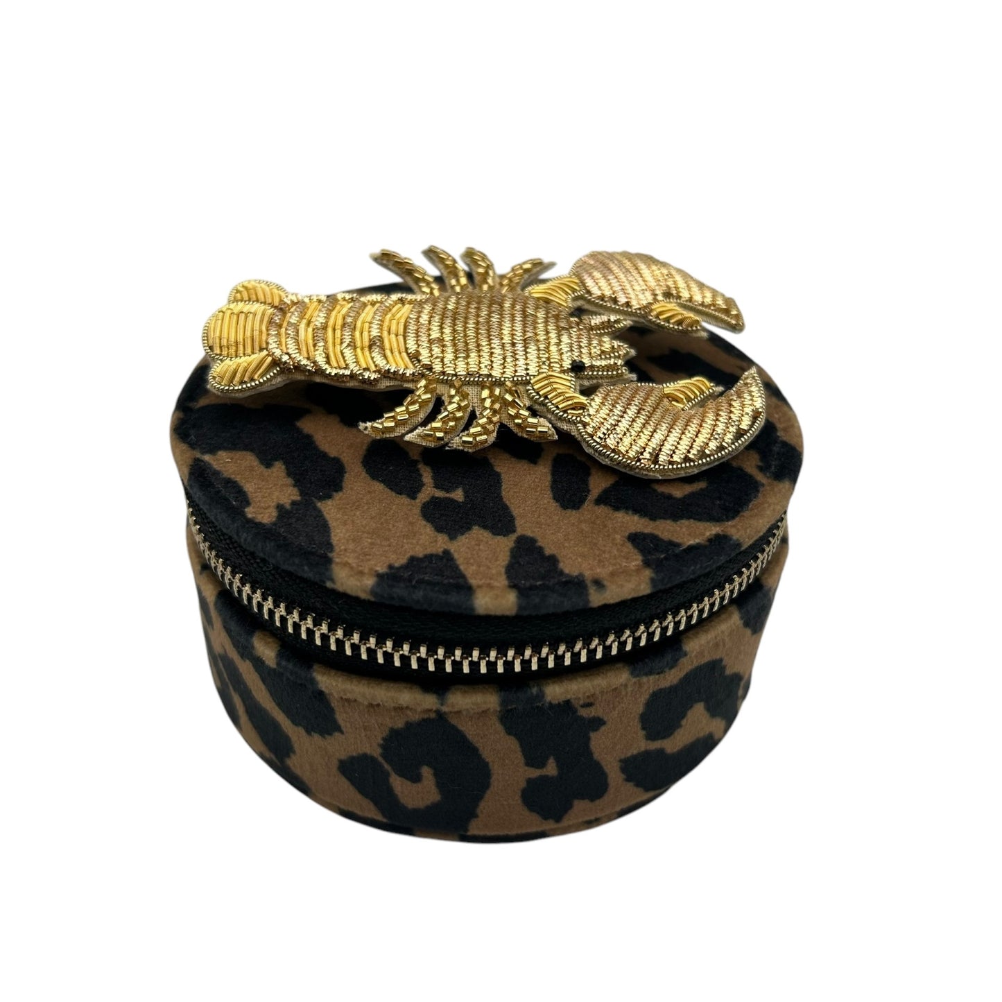 Jewellery Travel Pot in leopard print - Lobster pin