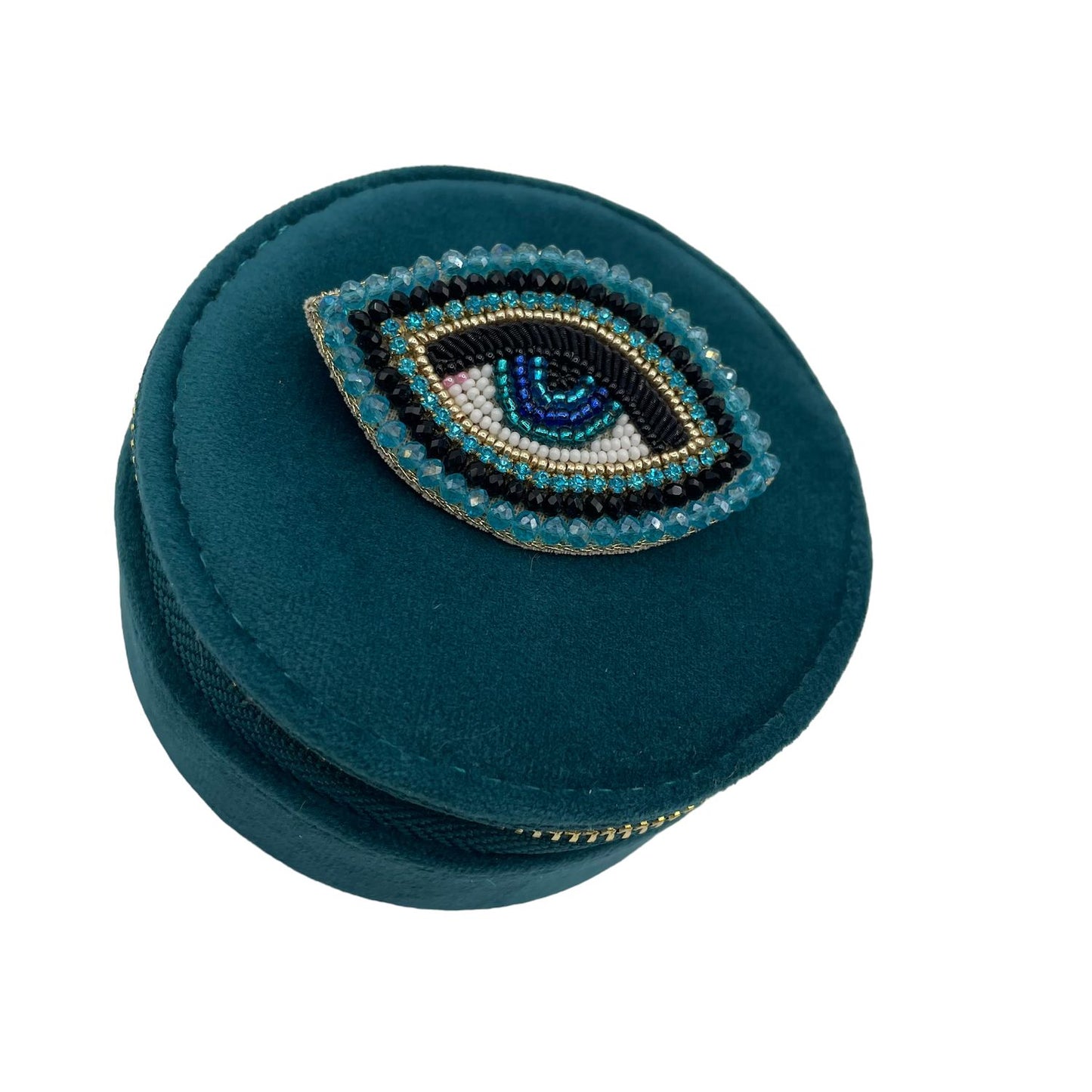 Jewellery Travel Pot in Teal - Turquoise Eye pin