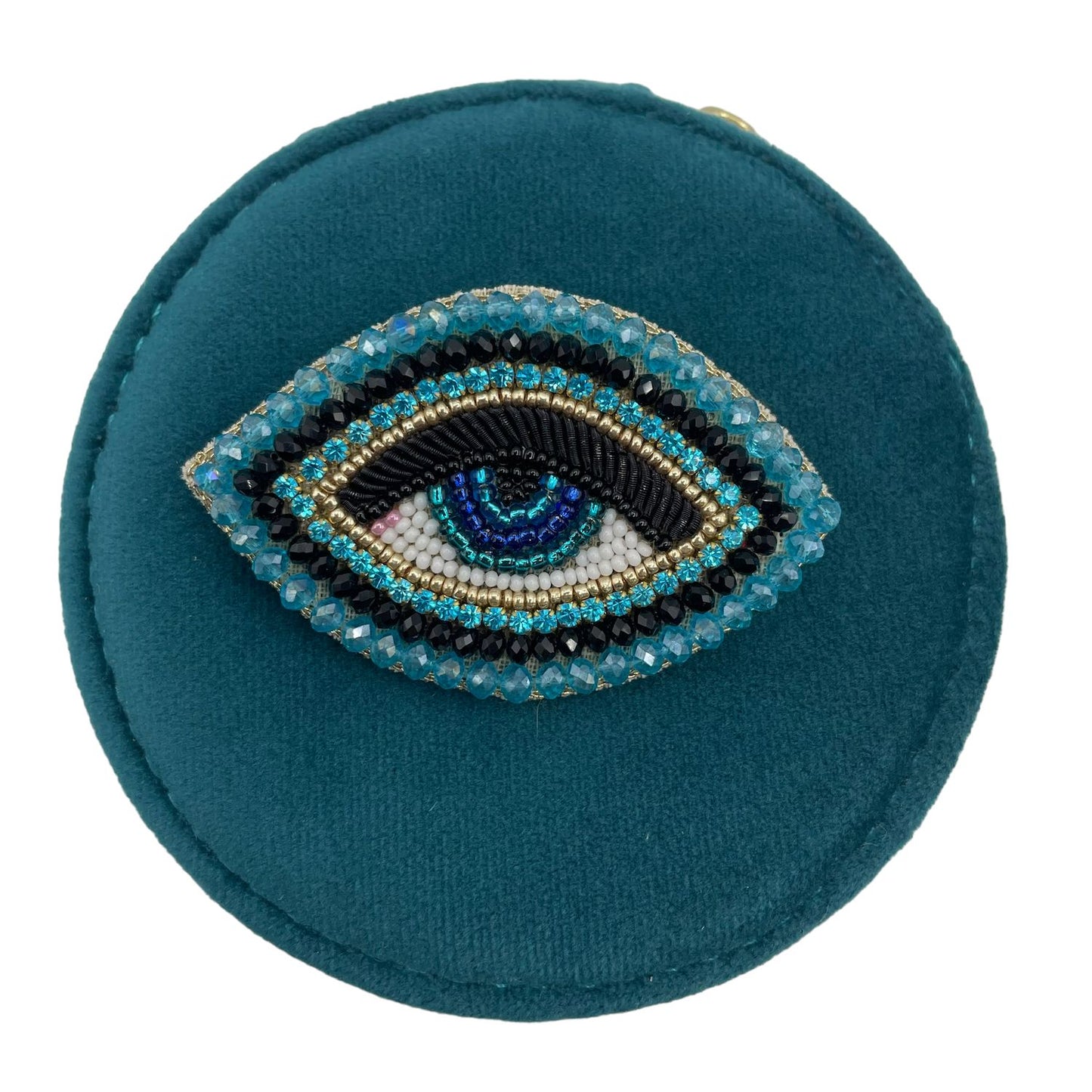 Jewellery Travel Pot in Teal - Turquoise Eye pin