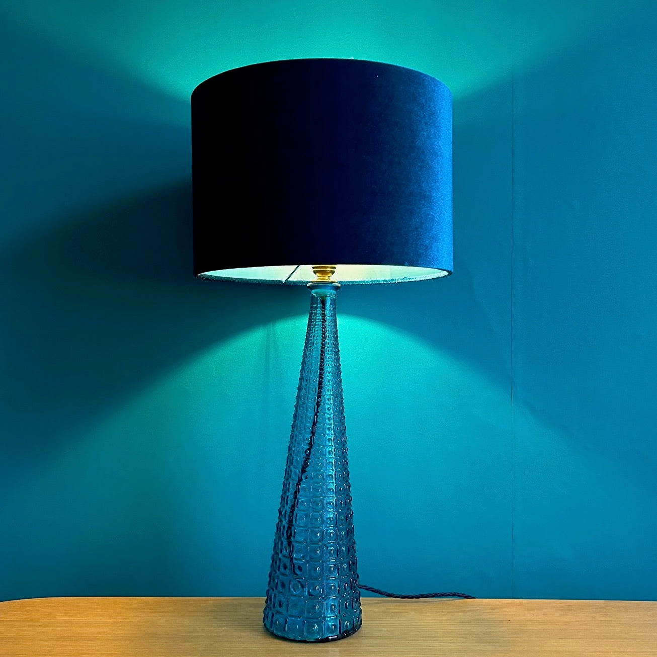 Glass Cone lamp in blue