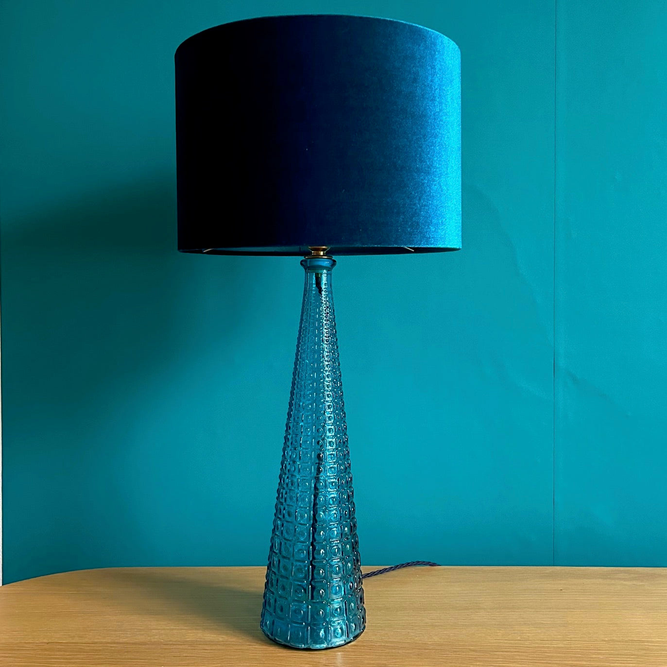 Glass Cone lamp in blue