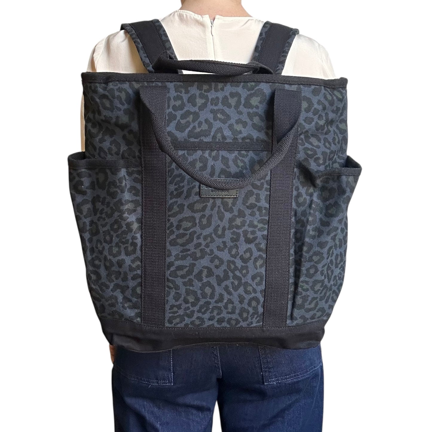 Backpack - blue leopard print