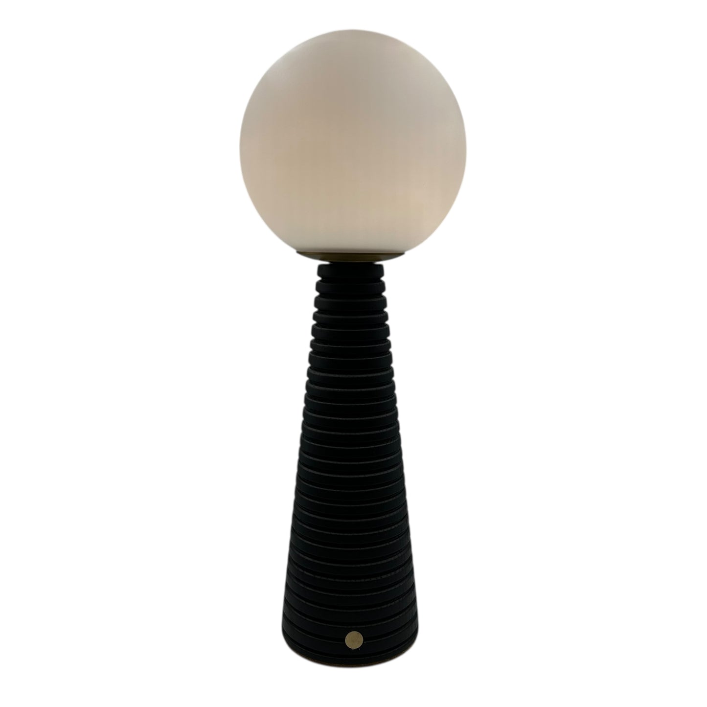 Large Deco Cone Ribbed Charcoal style rechargeable touch lamp