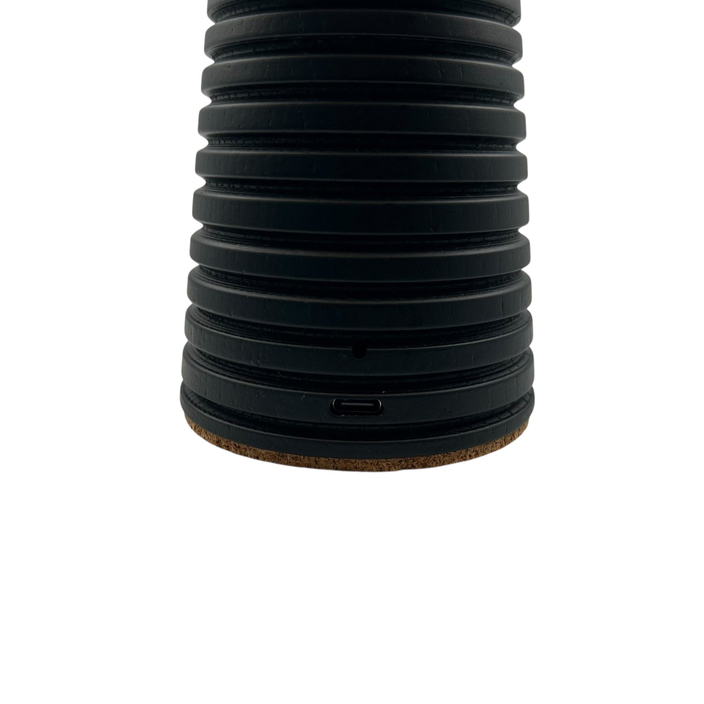 Small Deco Cone Ribbed Charcoal style rechargeable touch lamp
