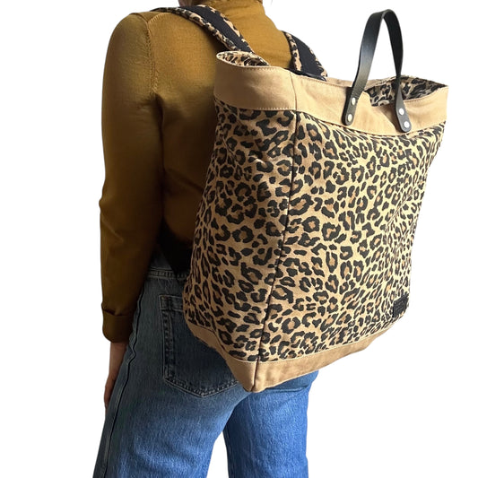 Clovelly Backpack - sand leopard print