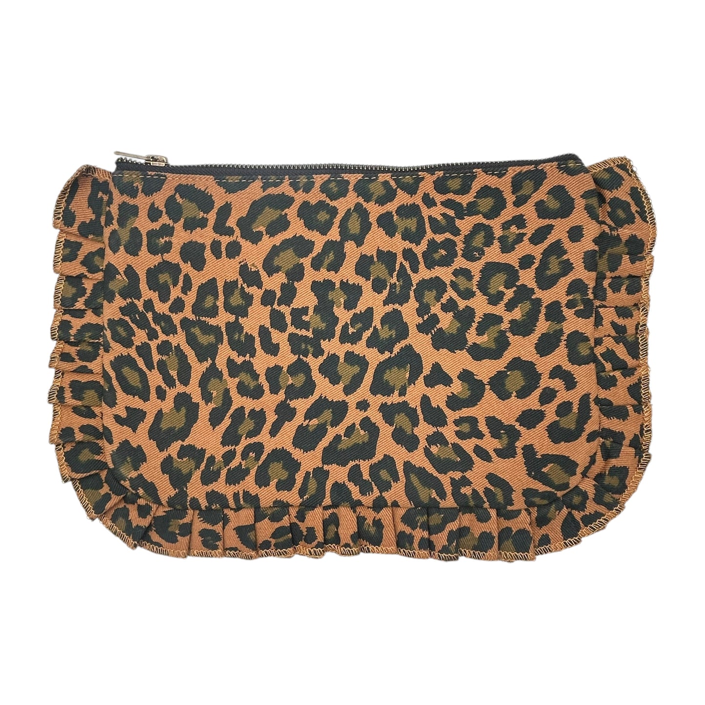 Frill Leopard Print Makeup Bag