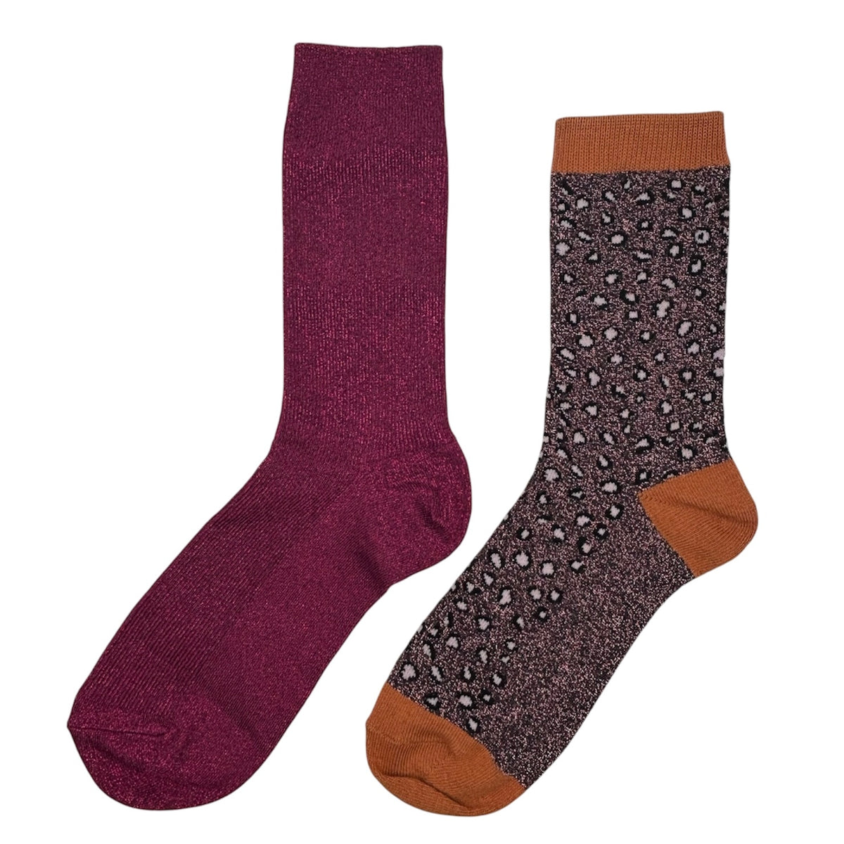 Fuchsia Vegas & Cheetah sock box duo with brooch