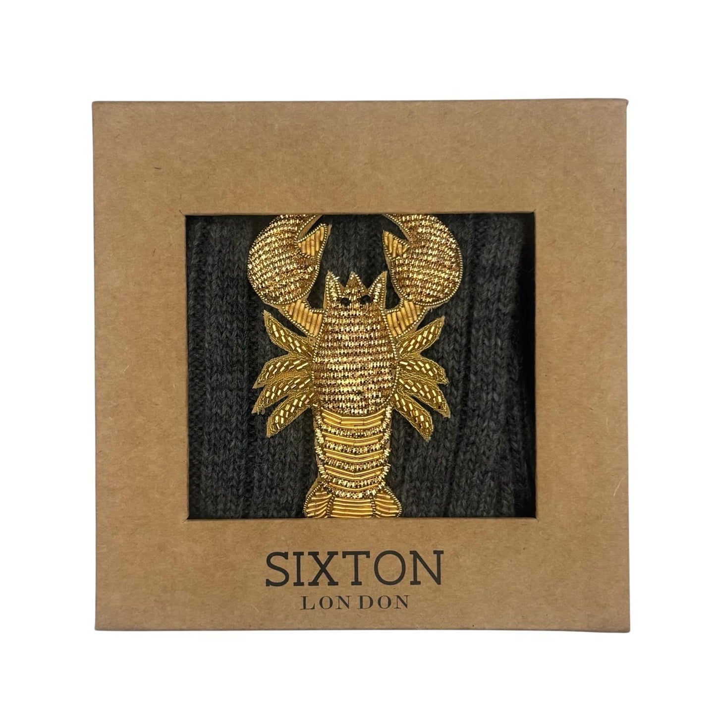 Sofia Grey Cashmere-Blend Sock Gift Box with Brooch
