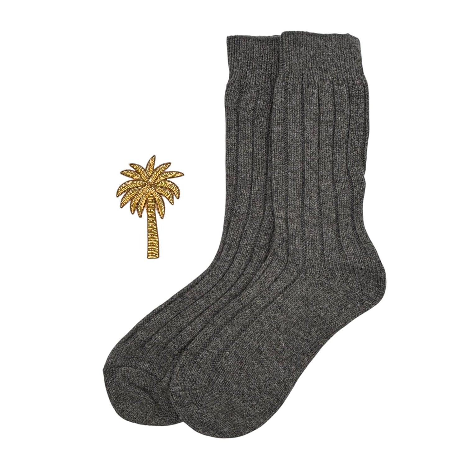 Sofia Grey Cashmere-Blend Sock Gift Box with Brooch