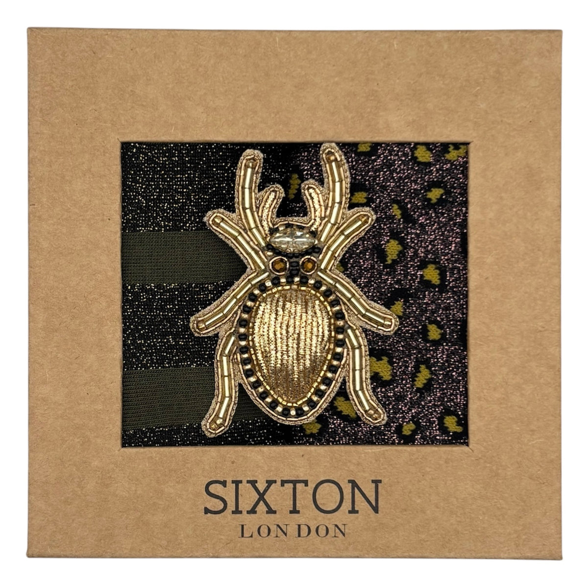 Ivy Berlin & Ivy Cheetah sock box duo with brooch