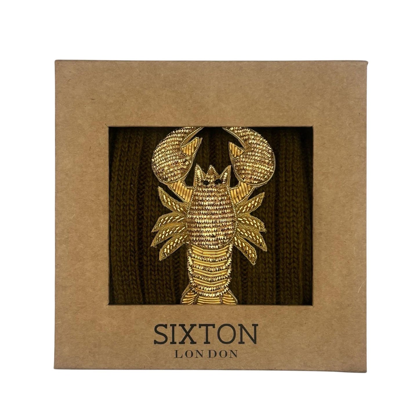 Sofia Khaki Cashmere-Blend Sock Gift Box with Brooch