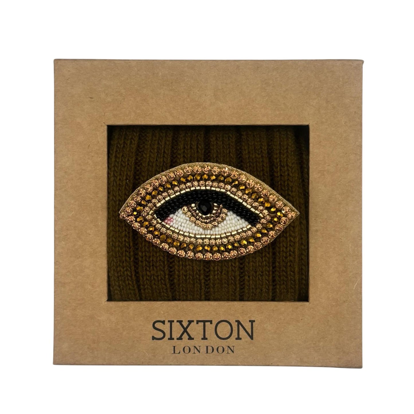 Sofia Khaki Cashmere-Blend Sock Gift Box with Brooch