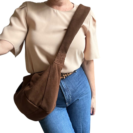 Brixton cross body sling bag -  brown suede - large