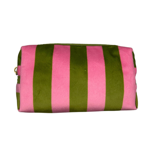 Chartreuse stripe makeup bag