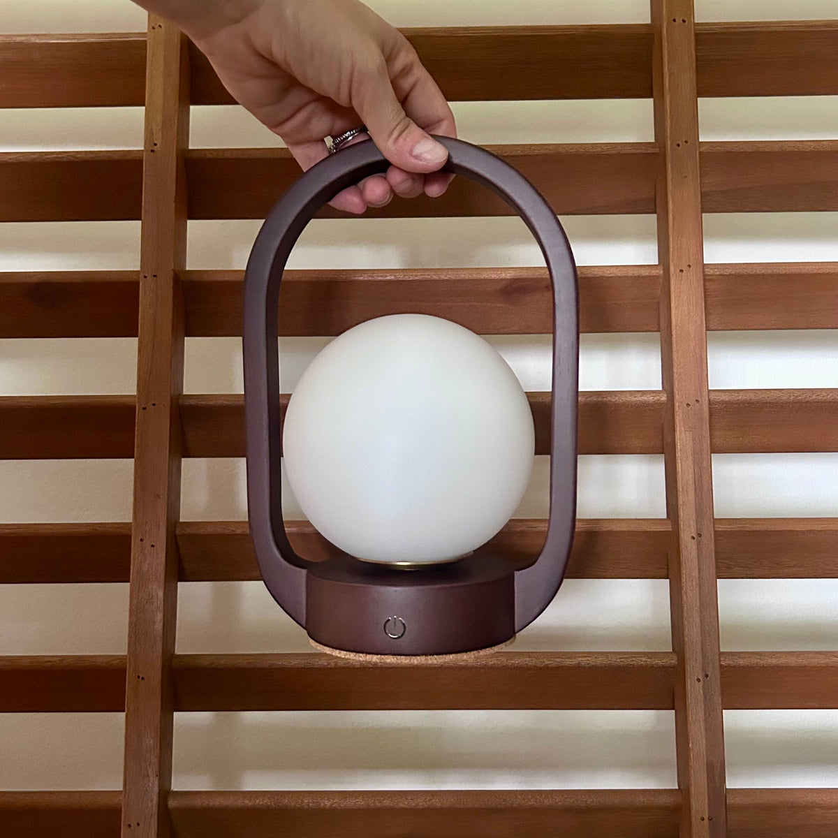 Mini Lantern Walnut style rechargeable touch lamp