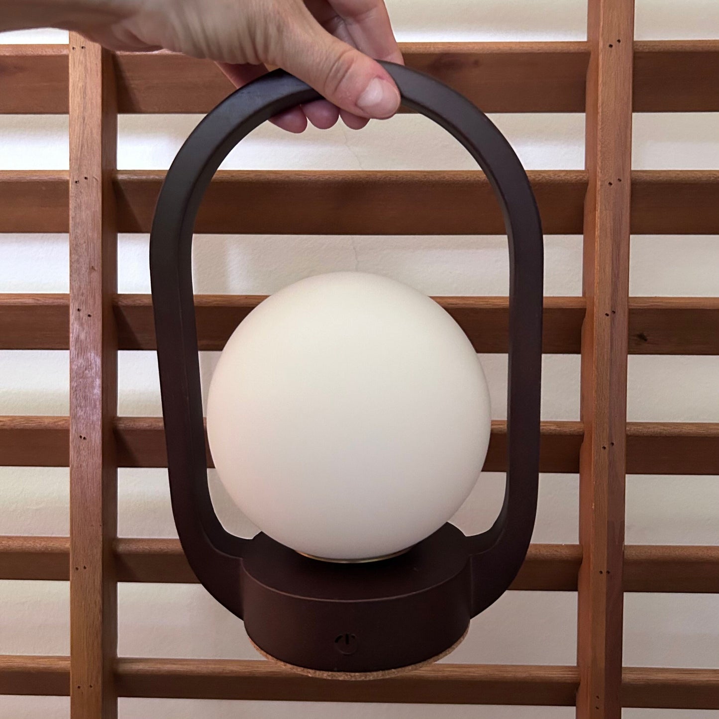 Mini Lantern Walnut style rechargeable touch lamp