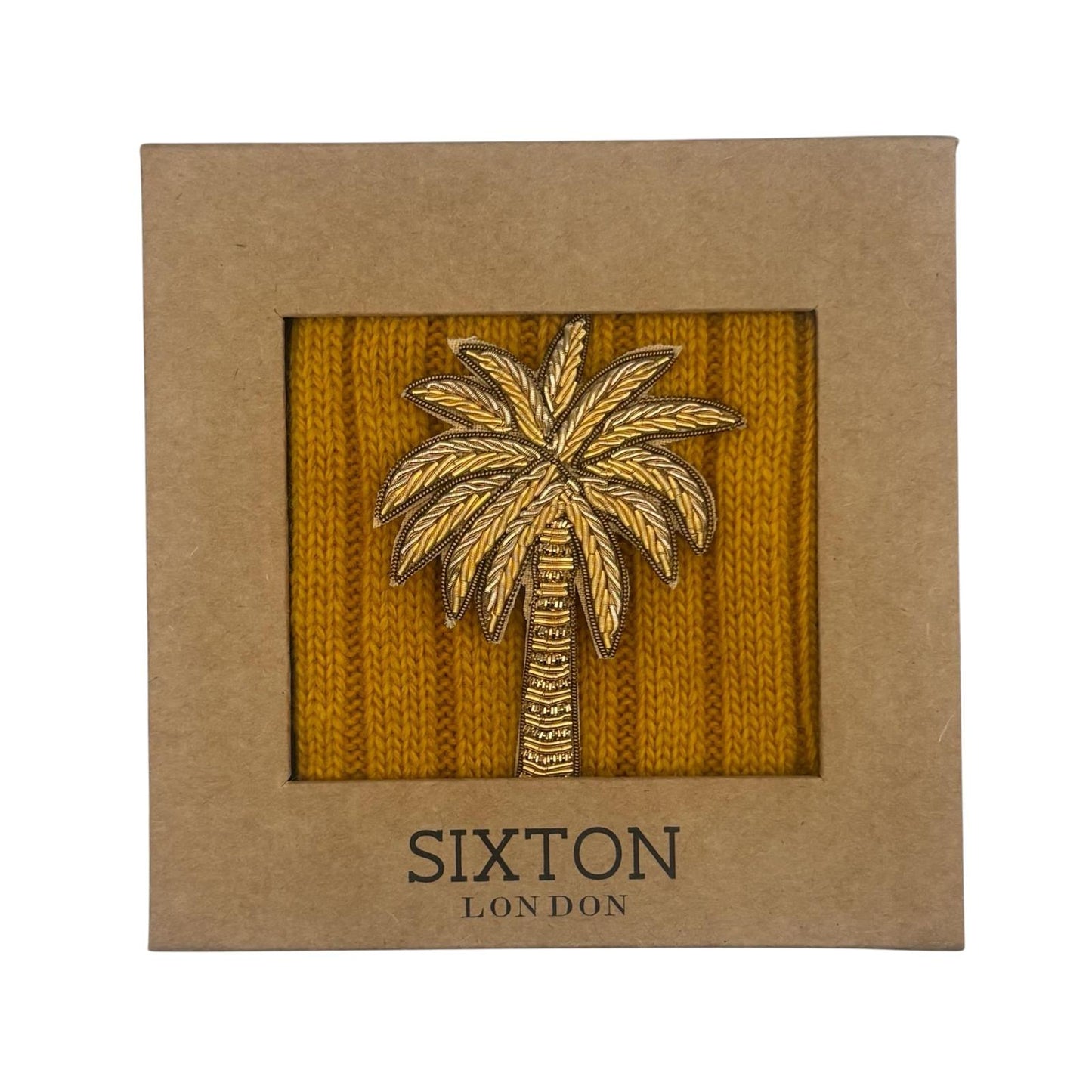 Sofia Mustard Cashmere-Blend Sock Gift Box with Brooch