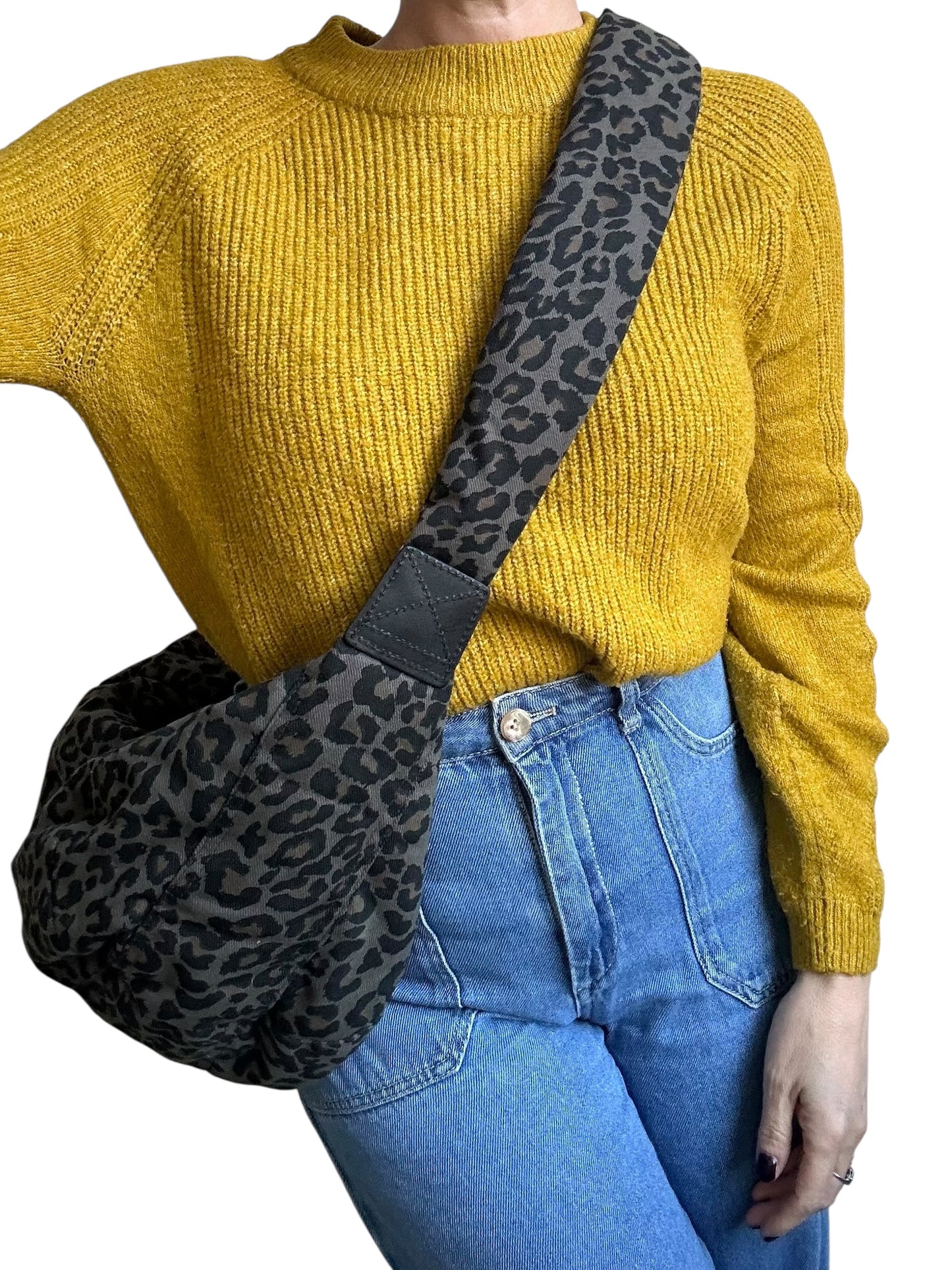 Brixton cross body sling bag - leopard print grey - large