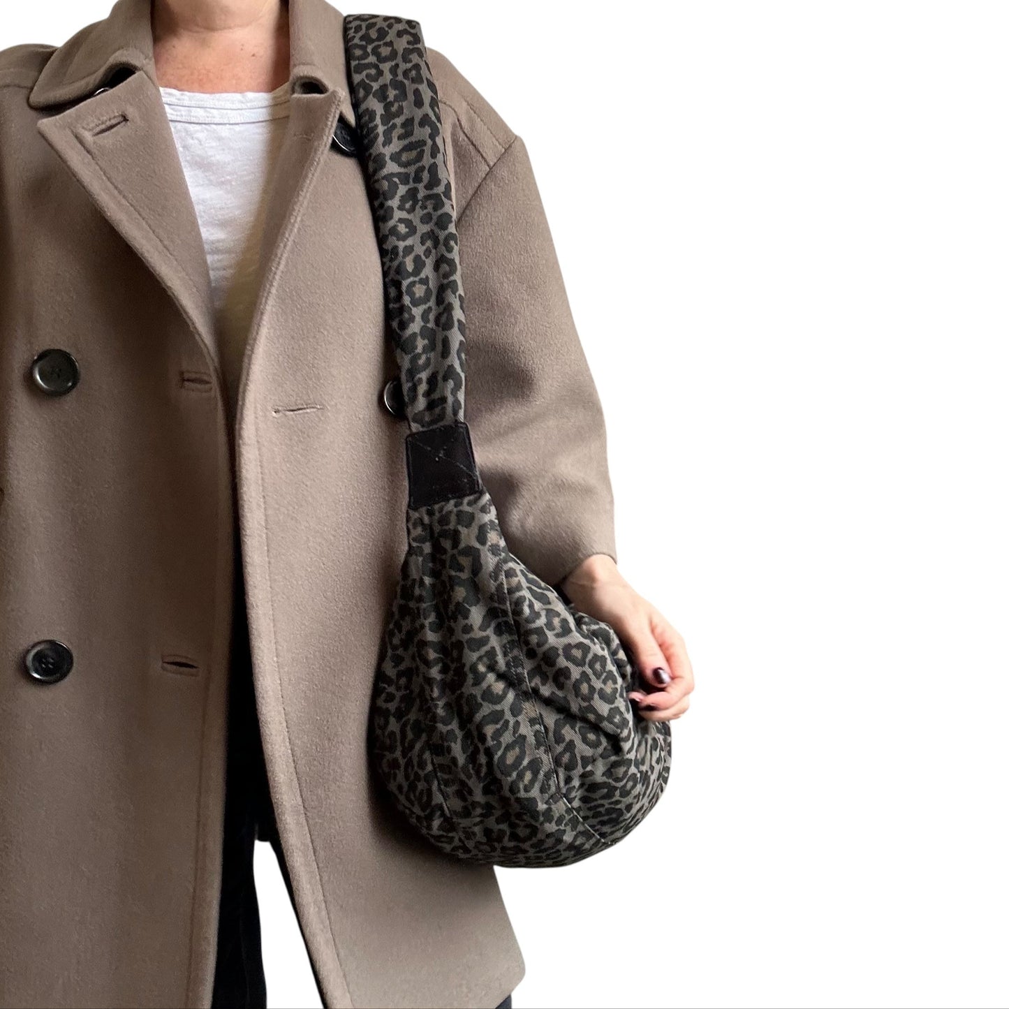 Brixton cross body sling bag - leopard print grey - large