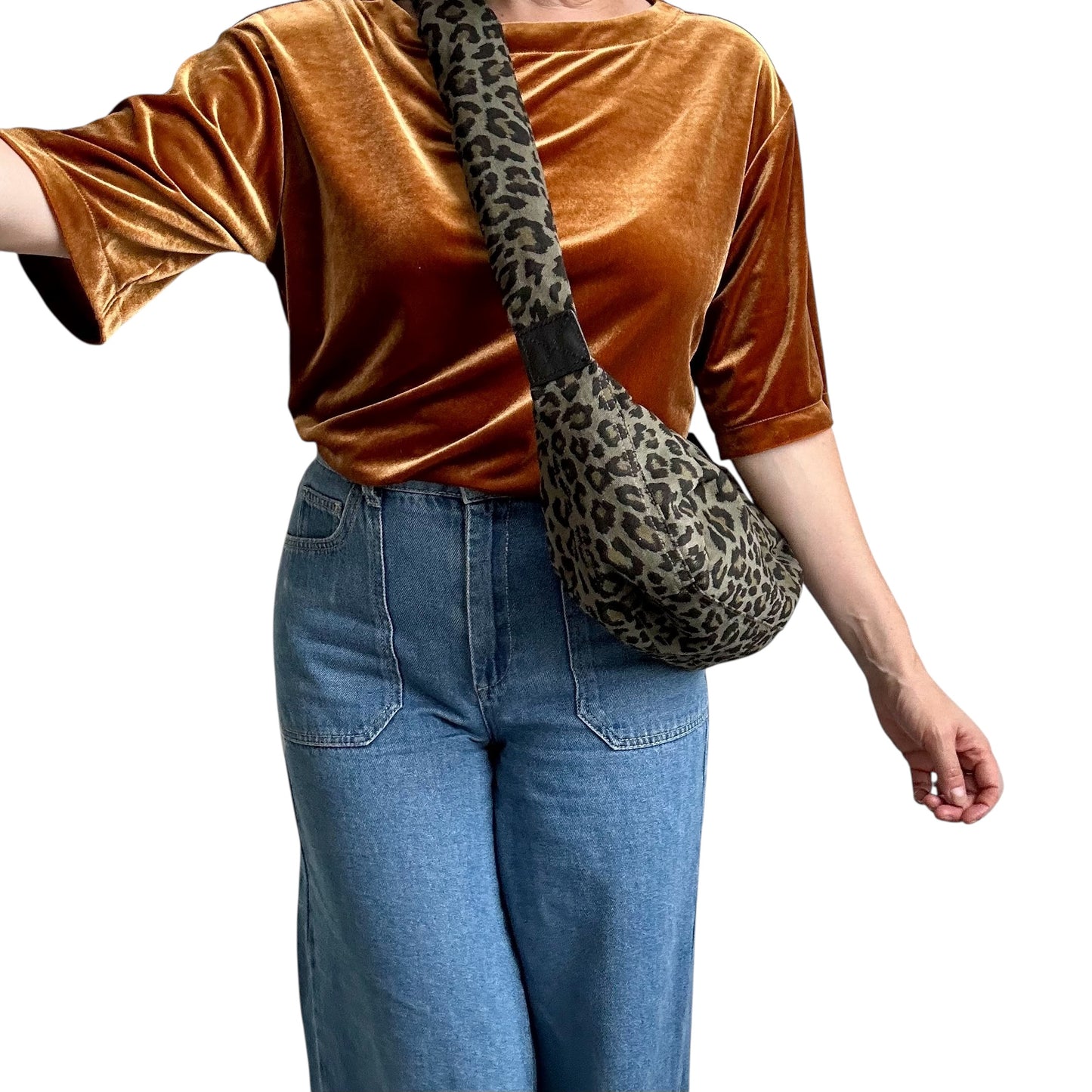 Brixton cross body sling bag - leopard print green - small