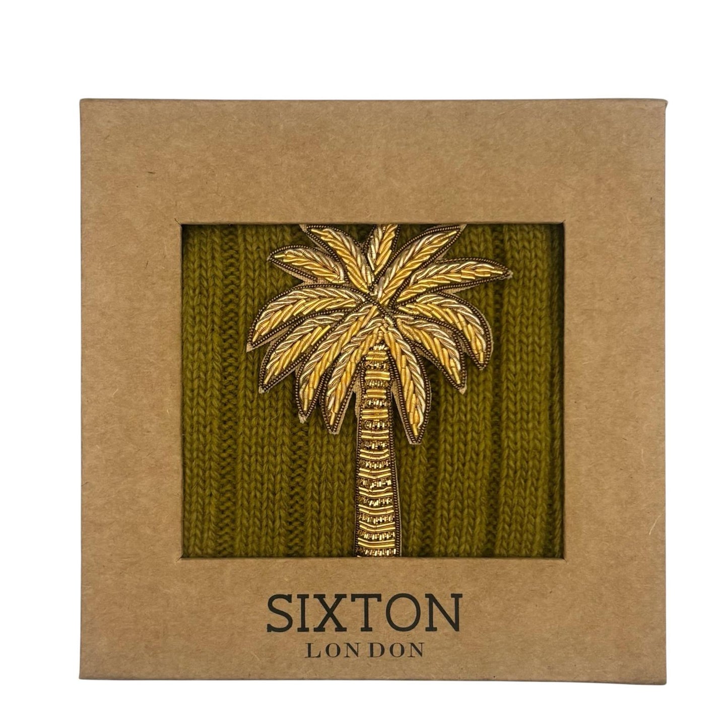 Sofia Olive Cashmere-Blend Sock Gift Box with Brooch
