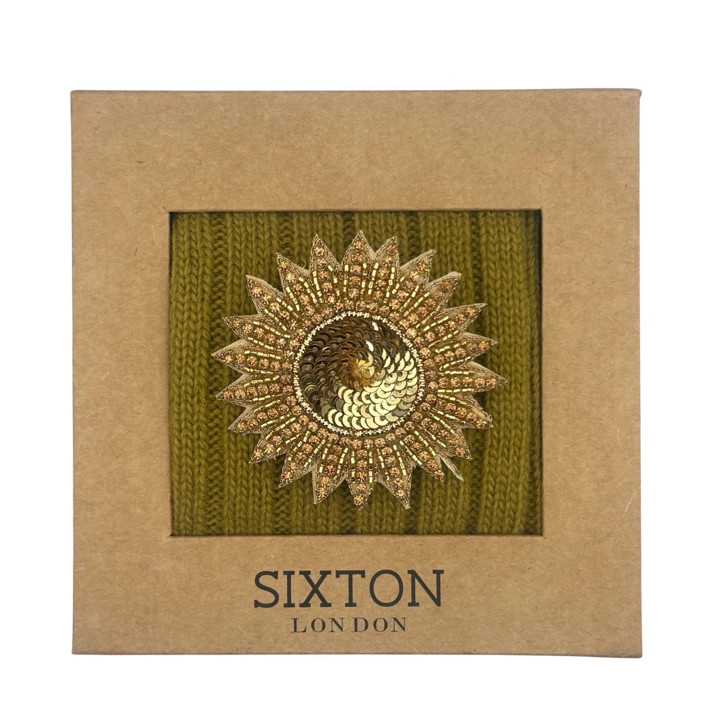 Sofia Olive Cashmere-Blend Sock Gift Box with Brooch