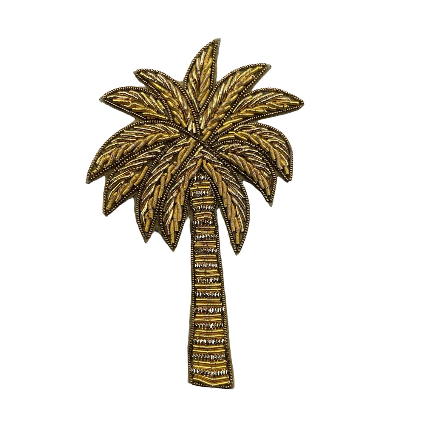 Pink stripe makeup bag with Palm Tree brooch