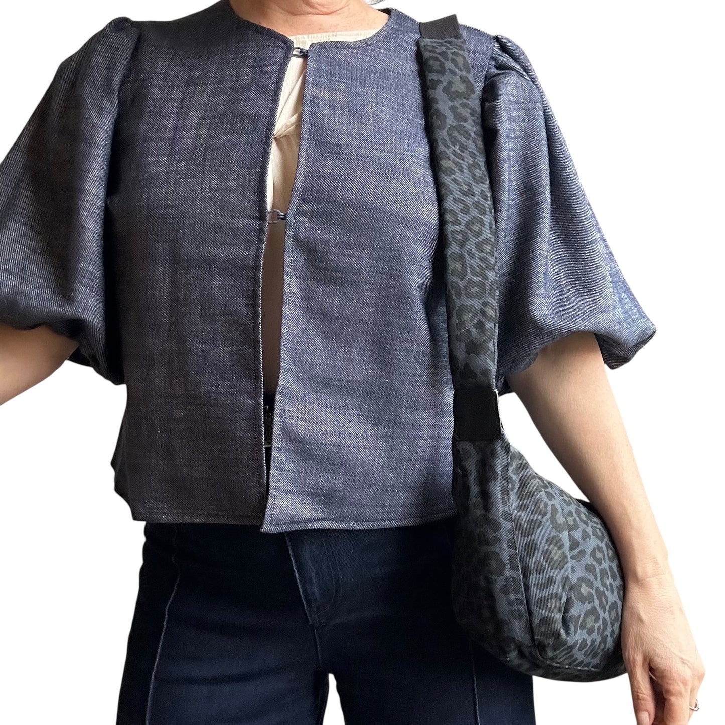 Brixton cross body sling bag - blue leopard print - small