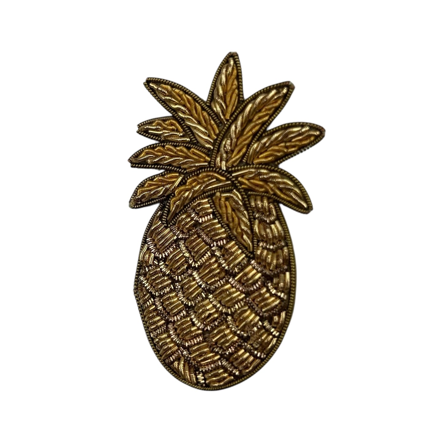 Large purple stripe makeup bag with Pineapple brooch
