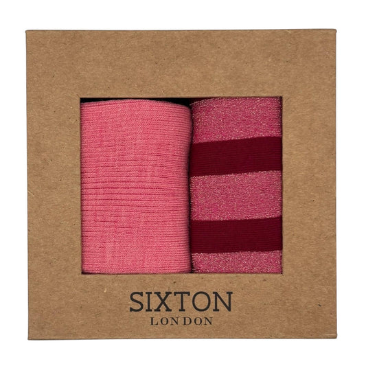 Pink Barcelona & Red Berlin sock box duo